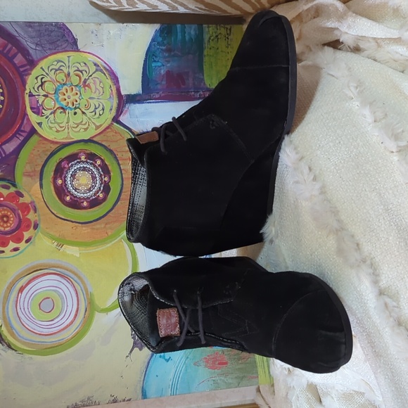 Toms Desert Wedge Black Women's SZ 8.5 - Picture 6 of 10